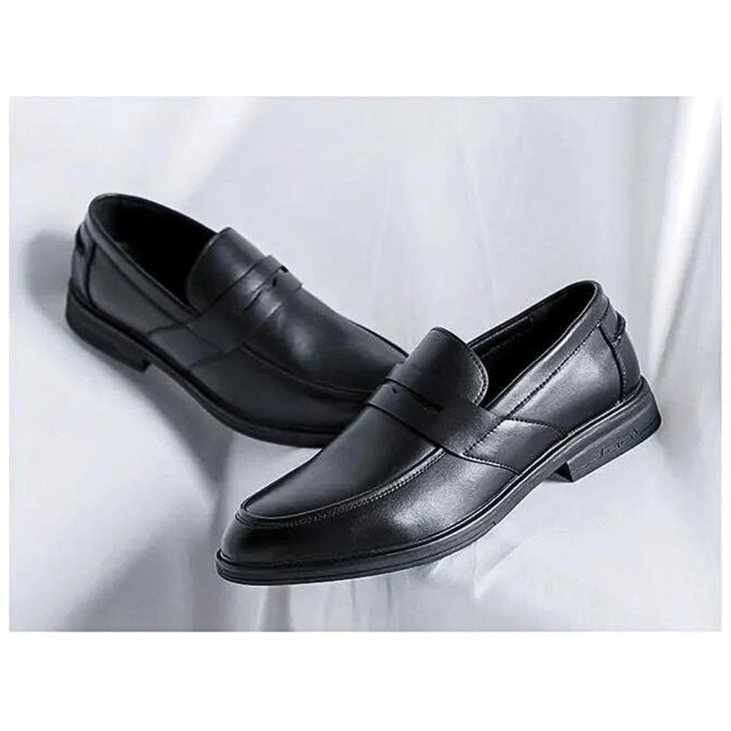 Zwarte klassieke heren loafers van synthetisch leer
