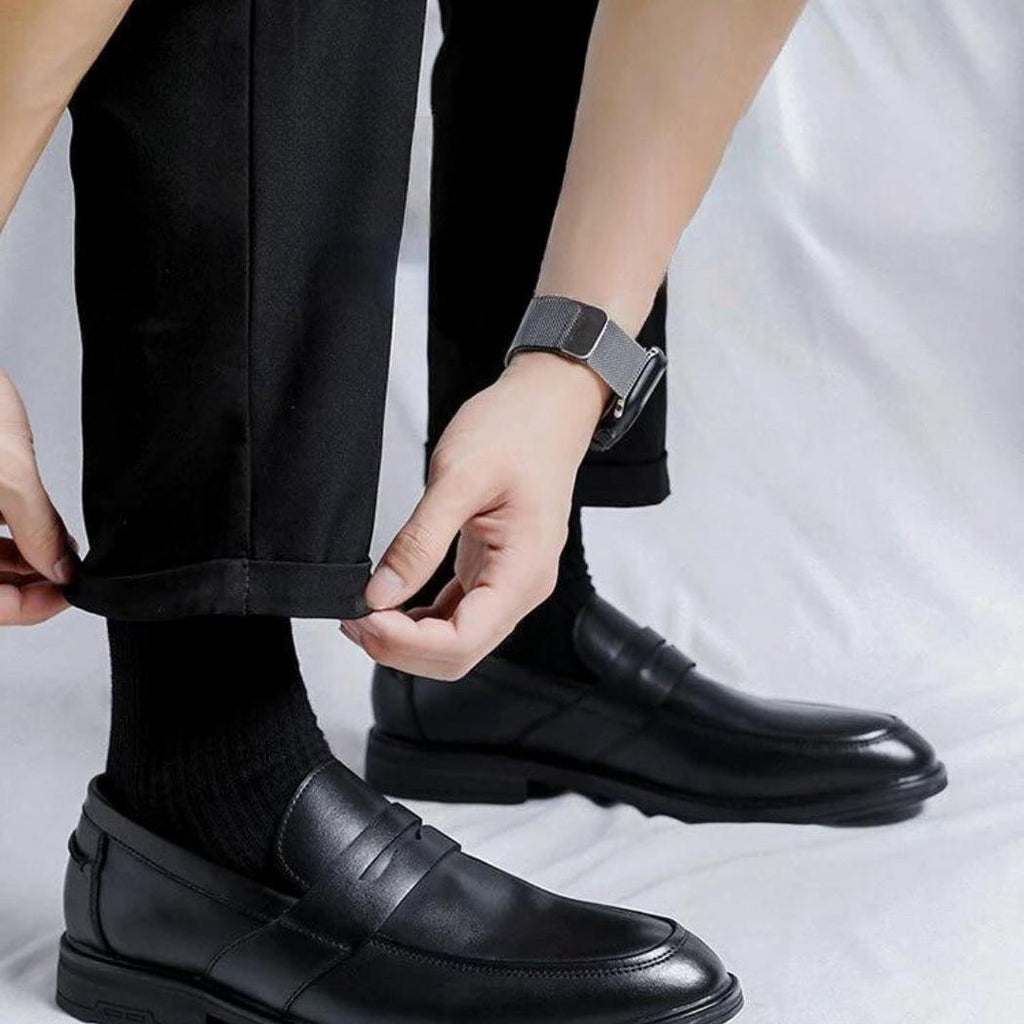 Zwarte klassieke heren loafers van synthetisch leer
