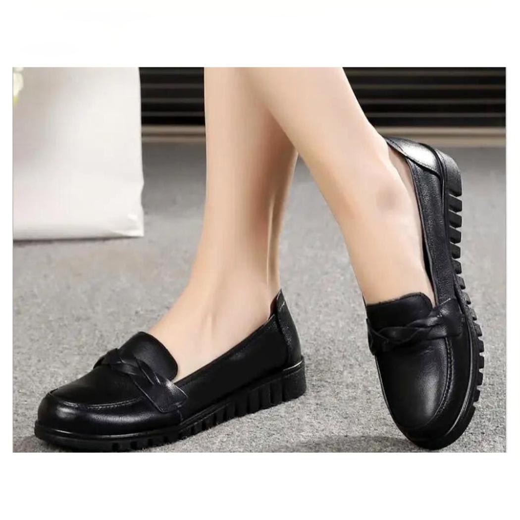 Zwarte loafers van echt leer voor dames