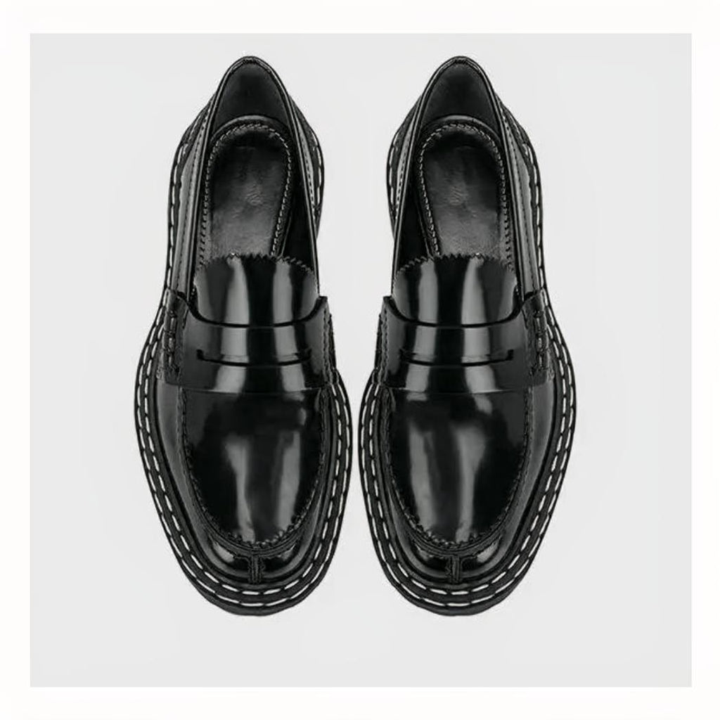 Zwarte loafers met dikke zool voor dames van synthetisch leer