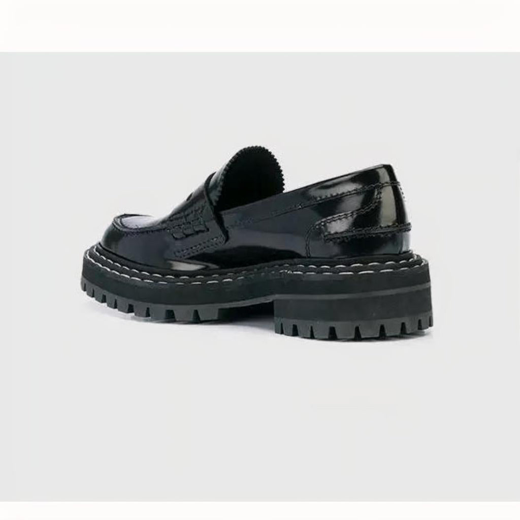 Zwarte loafers met dikke zool voor dames van synthetisch leer