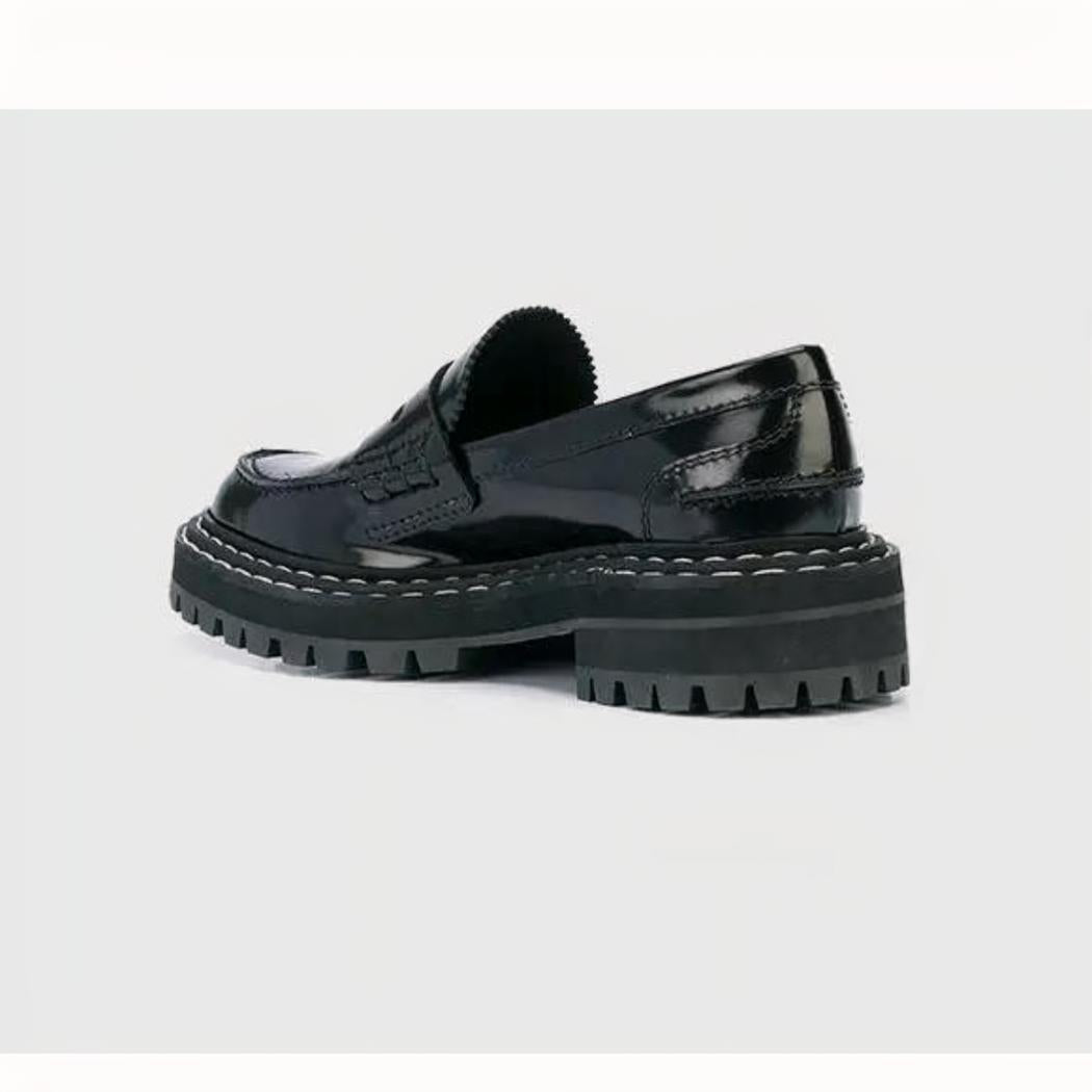 Zwarte loafers met dikke zool voor dames van synthetisch leer