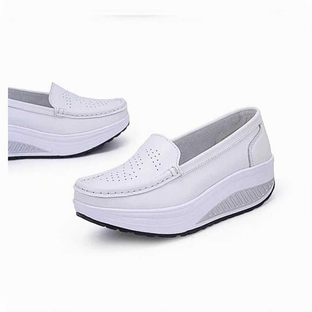 Ademende gekleurde plateau loafers voor dames