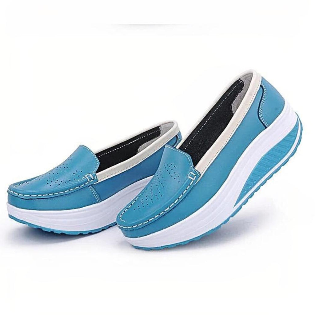 Ademende gekleurde plateau loafers voor dames