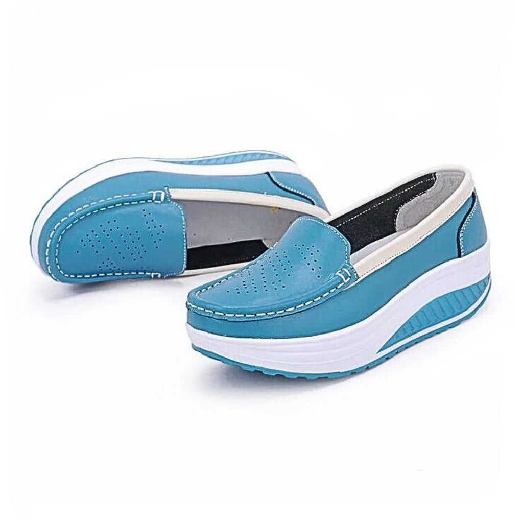 Ademende gekleurde plateau loafers voor dames