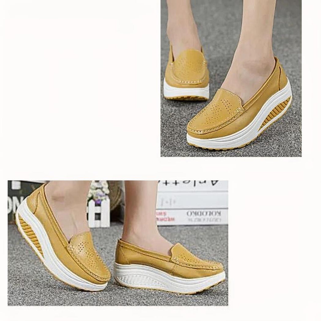 Ademende gekleurde plateau loafers voor dames