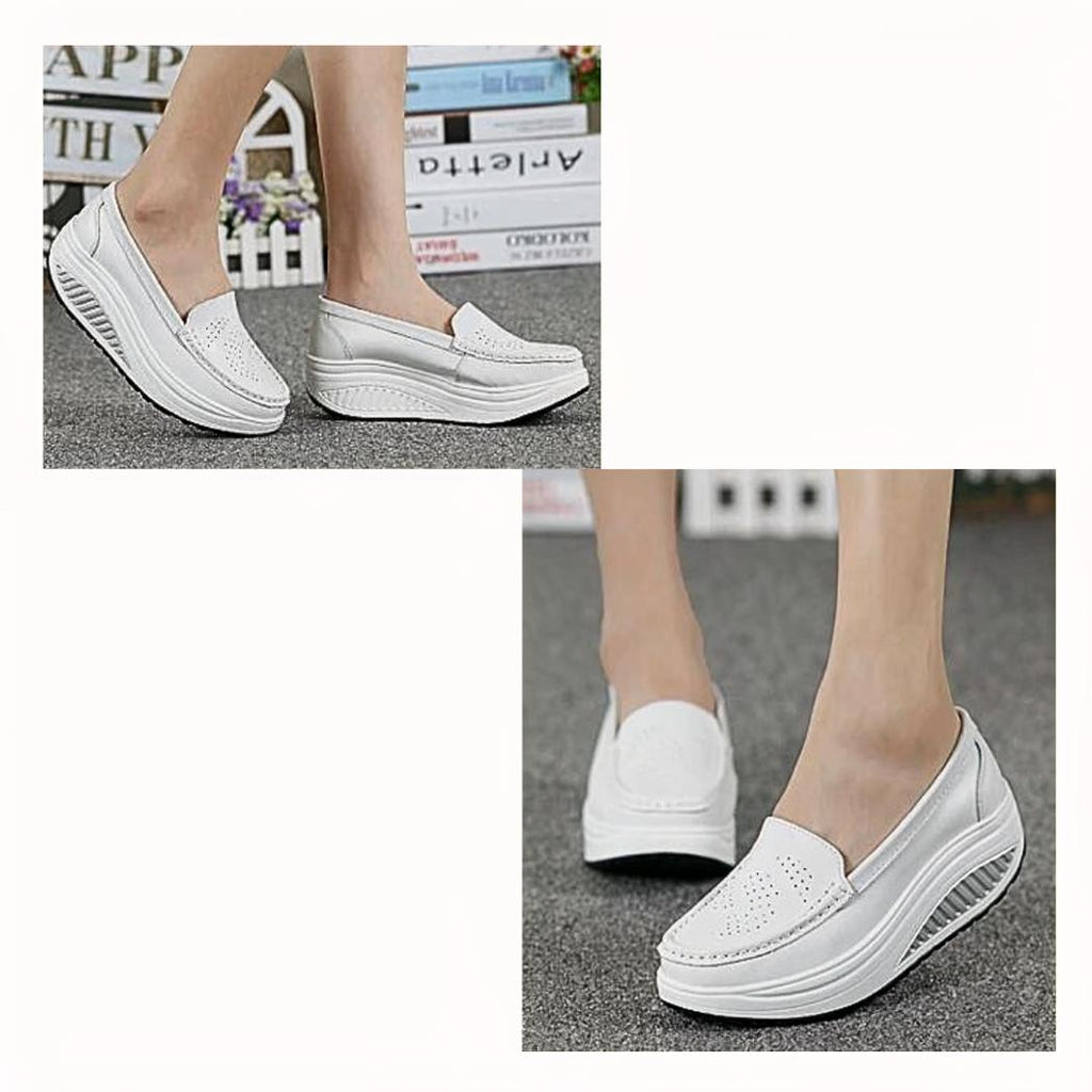 Ademende gekleurde plateau loafers voor dames