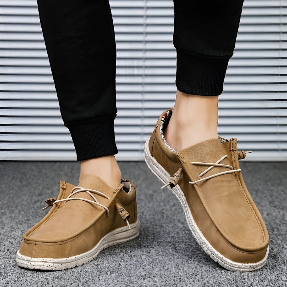 Bruine en blauwe loafers van synthetisch leer voor heren