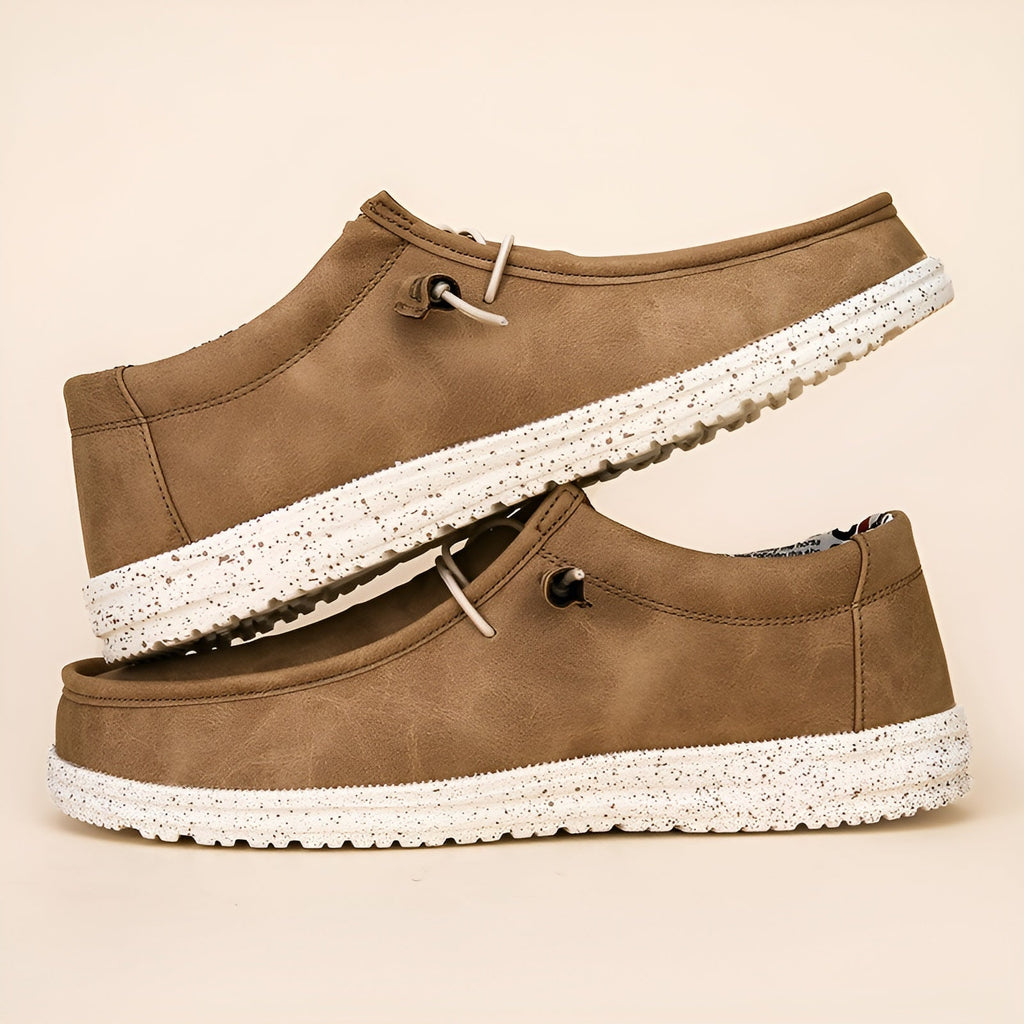 Bruine en blauwe loafers van synthetisch leer voor heren