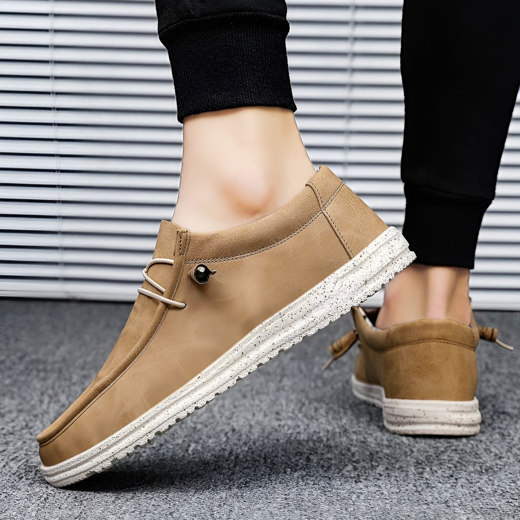 Bruine en blauwe loafers van synthetisch leer voor heren