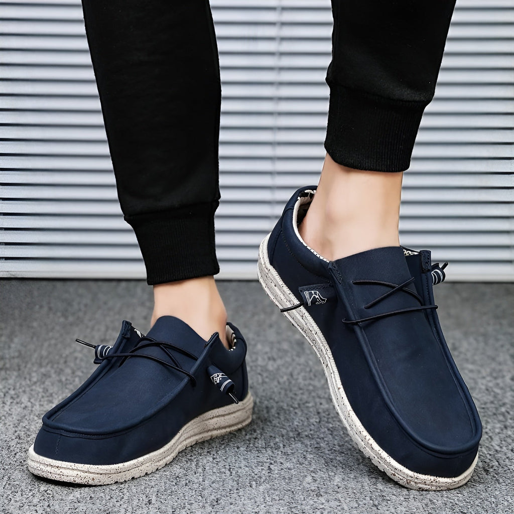 Bruine en blauwe loafers van synthetisch leer voor heren