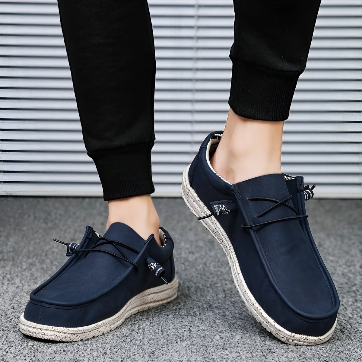 Bruine en blauwe loafers van synthetisch leer voor heren
