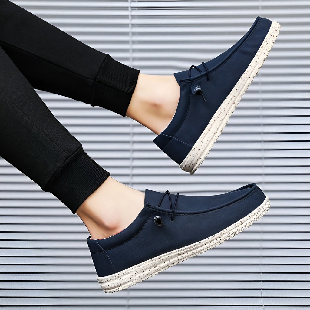 Bruine en blauwe loafers van synthetisch leer voor heren