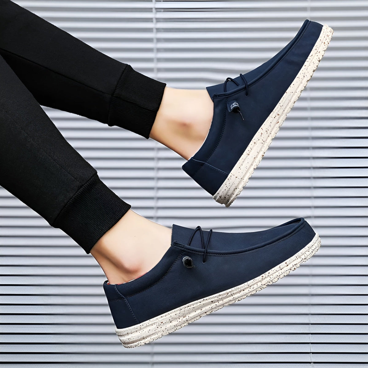Bruine en blauwe loafers van synthetisch leer voor heren