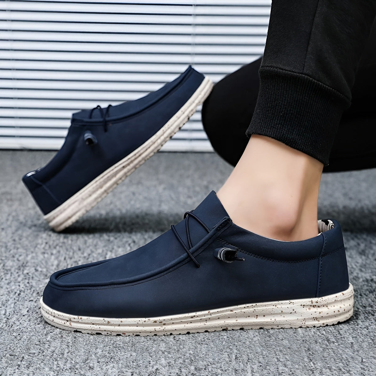 Bruine en blauwe loafers van synthetisch leer voor heren