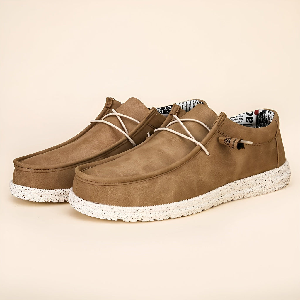 Bruine en blauwe loafers van synthetisch leer voor heren