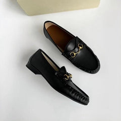 Zachte loafers van echt leer voor dames, Zwart