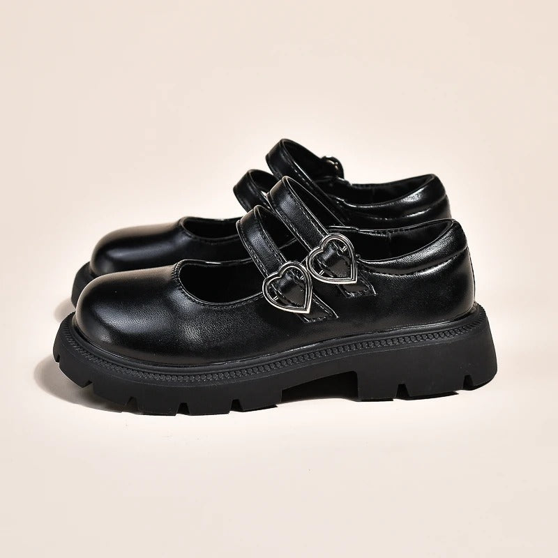 Trendy zwarte loafers voor meisjes met dubbele gesp