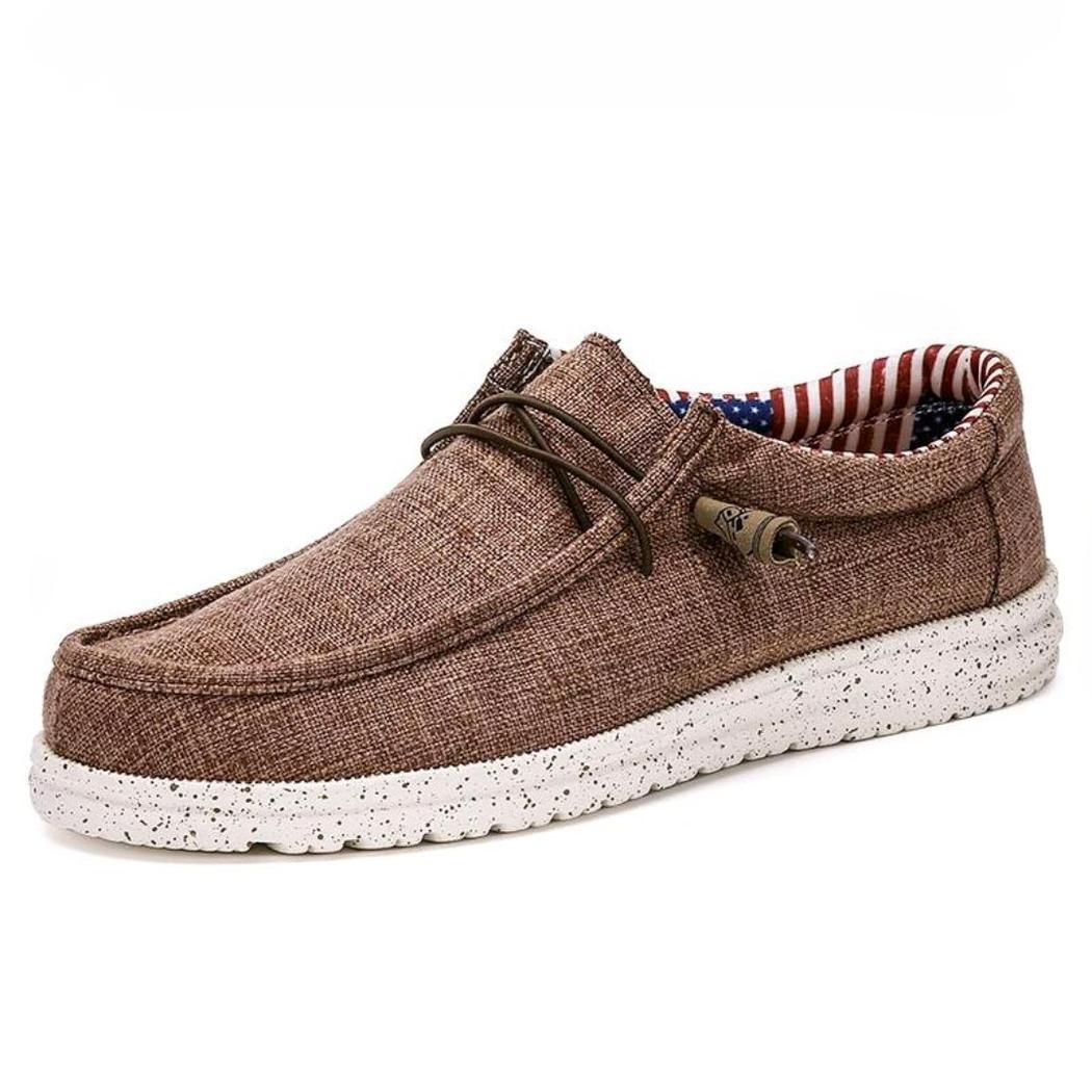 Lichte canvas loafers voor heren in bruin of blauw