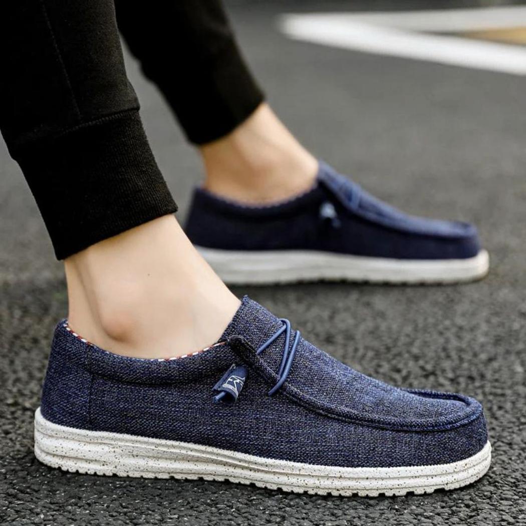 Lichte canvas loafers voor heren in bruin of blauw