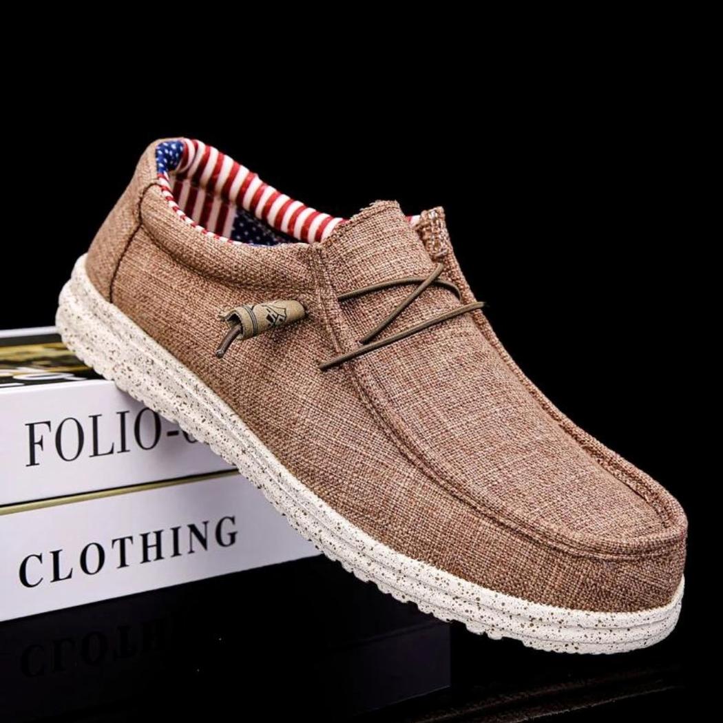 Lichte canvas loafers voor heren in bruin of blauw