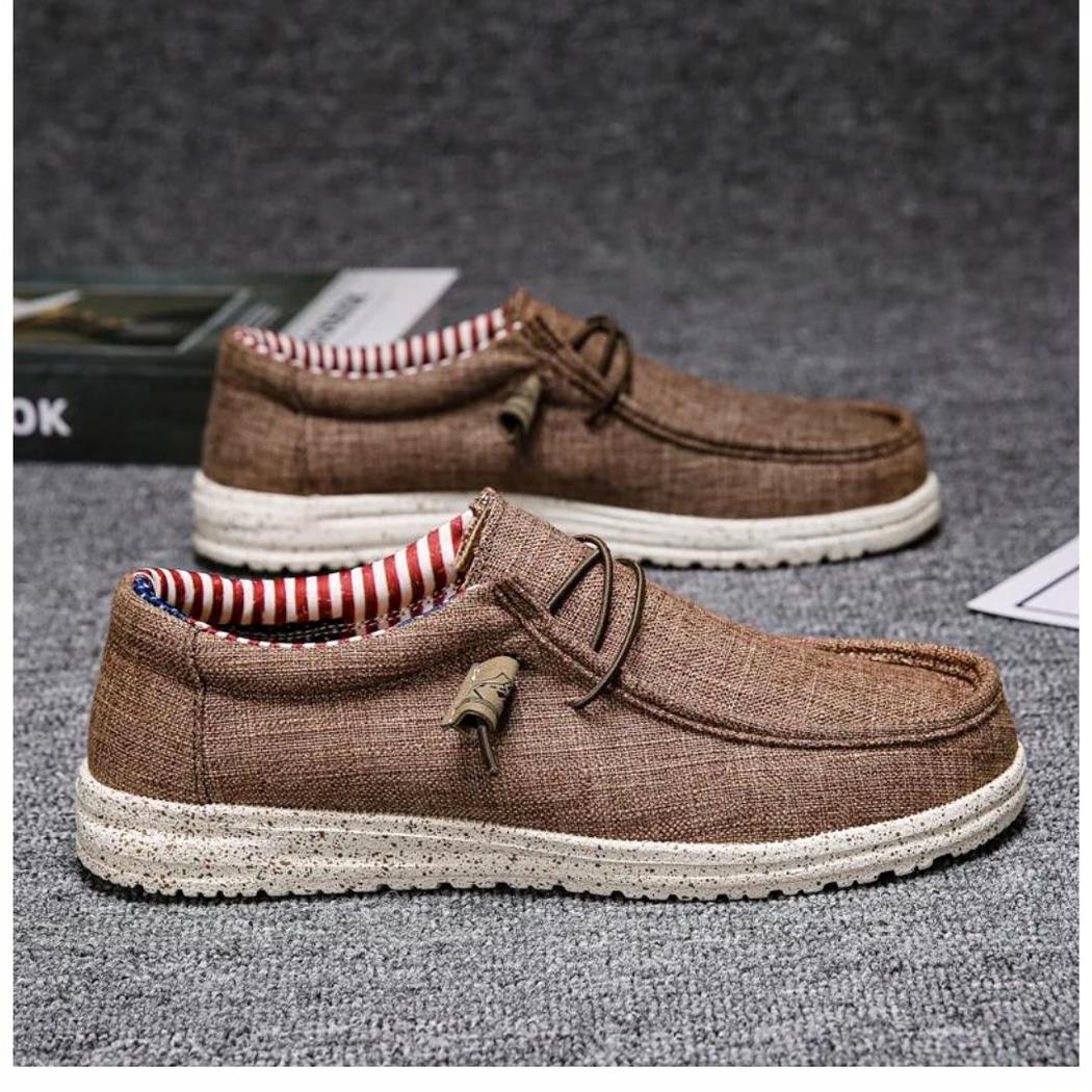 Lichte canvas loafers voor heren in bruin of blauw