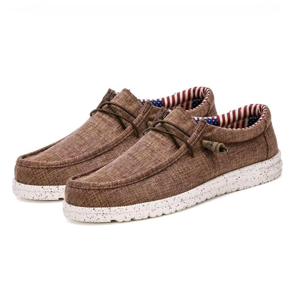 Lichte canvas loafers voor heren in bruin of blauw