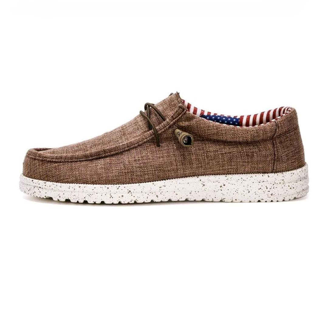 Lichte canvas loafers voor heren in bruin of blauw