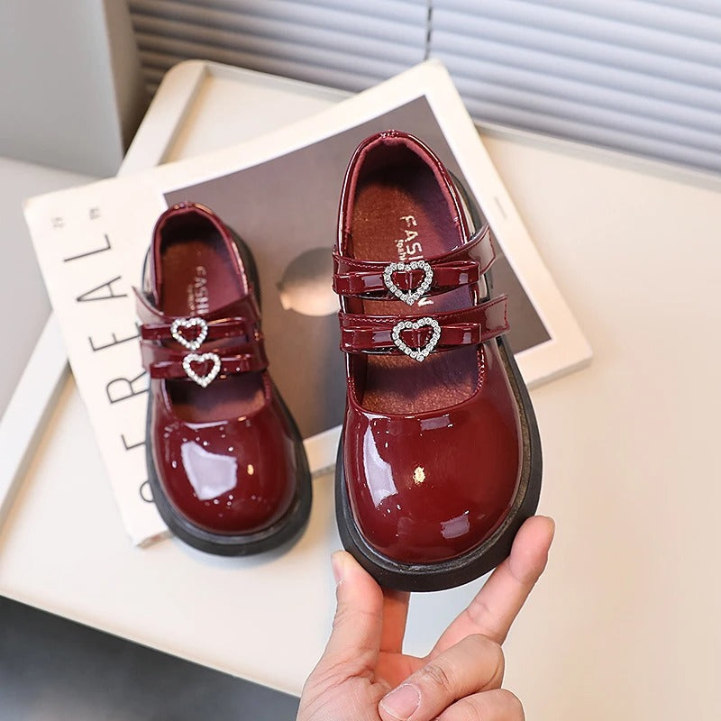 Schattige gelakte mocassins voor meisjes met dubbele gesp