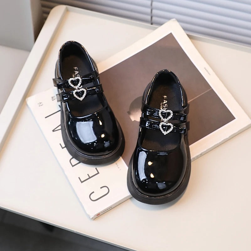 Schattige gelakte mocassins voor meisjes met dubbele gesp