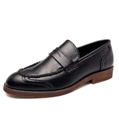 Glanzende loafers in echt leer voor heren, Zwart