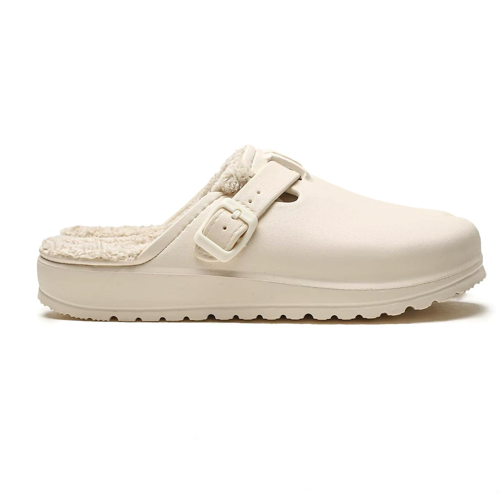 Gevoerde loafer clog in kunstleer voor dames