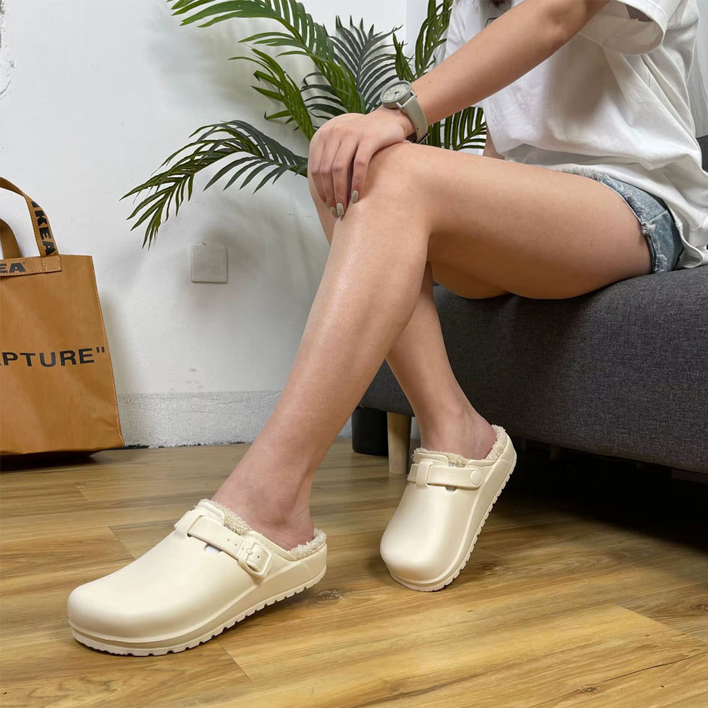 Gevoerde loafer clog in kunstleer voor dames