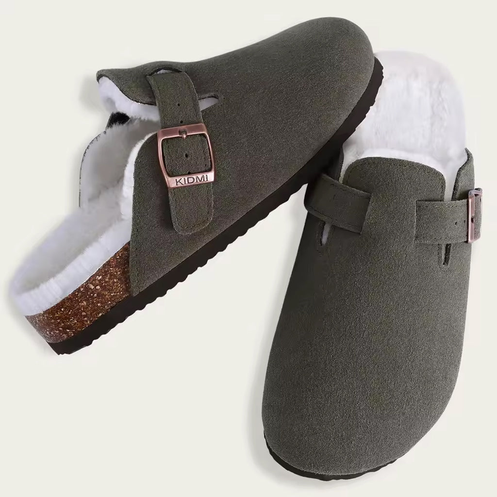 Gevoerde suède loafer clog