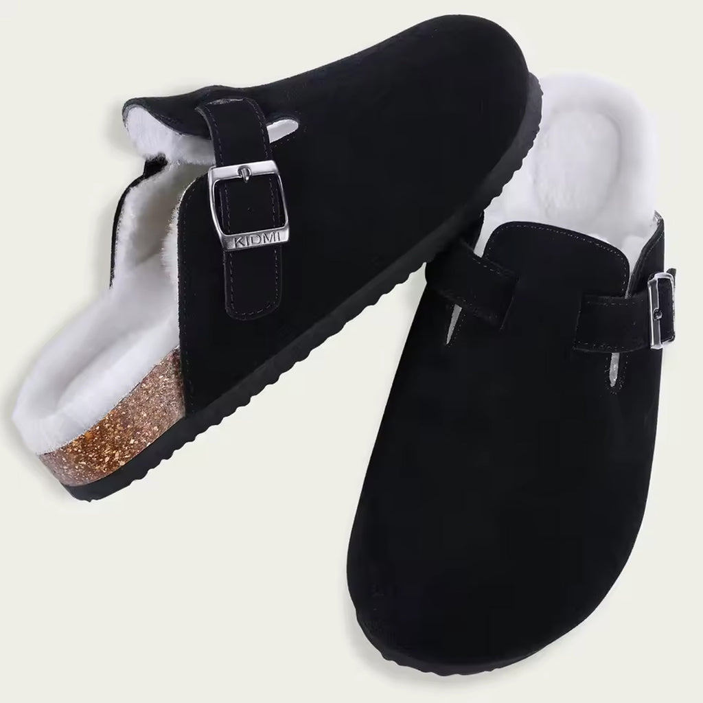Gevoerde suède loafer clog