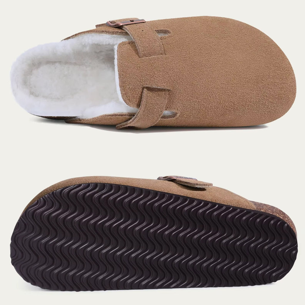 Gevoerde suède loafer clog