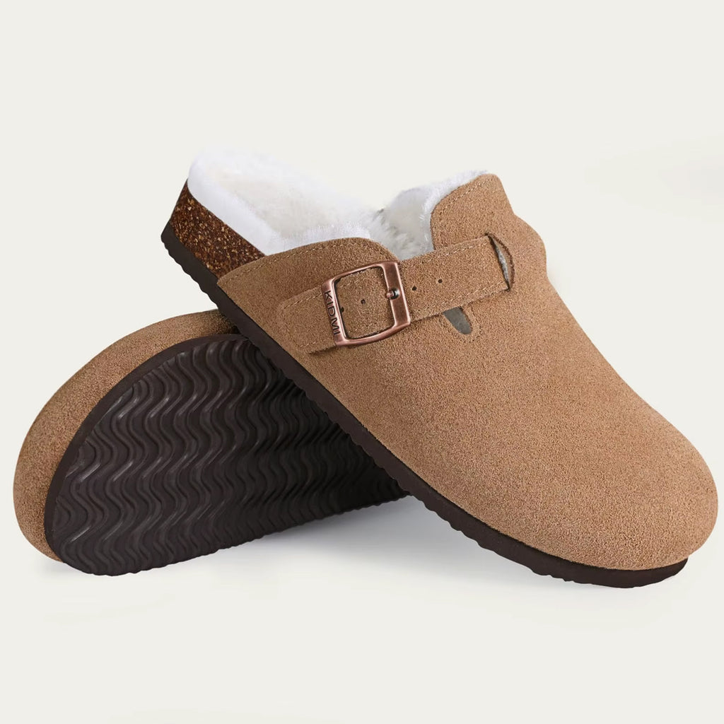 Gevoerde suède loafer clog