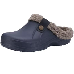 Gevoerde plastic clog loafer voor dames, Marineblauw