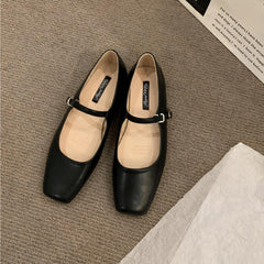 Mary Jane loafers met vierkante neus, Zwart
