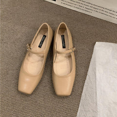 Mary Jane loafers met vierkante neus, Beige