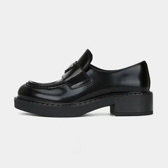 Loafers met dikke lage hak voor dames, Zwart