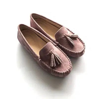 Dames loafers met kwastjes in echt suède