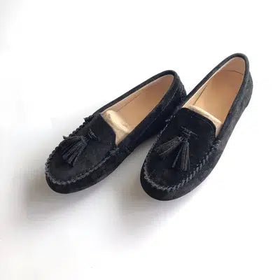 Dames loafers met kwastjes in echt suède