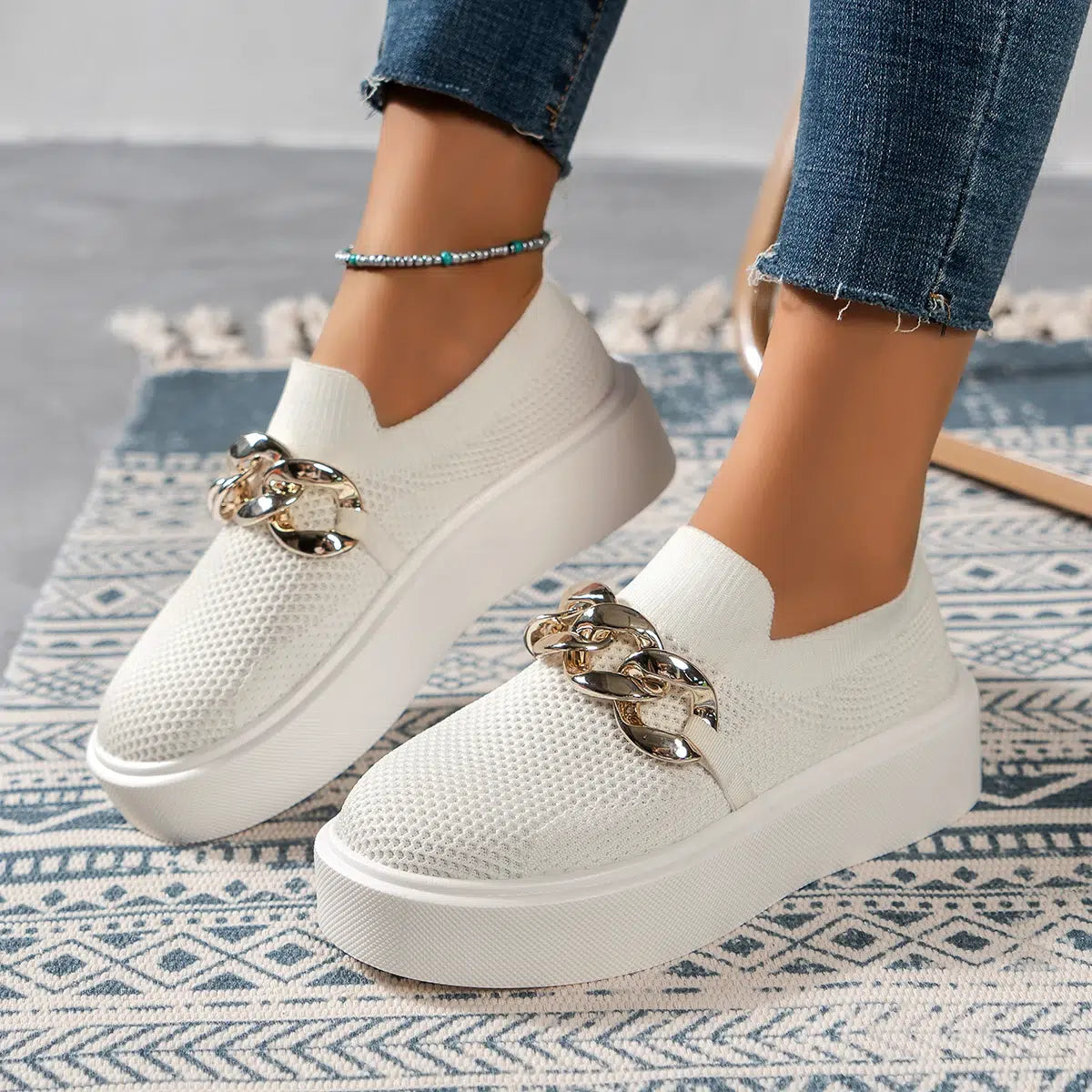 Loafers met plateauzool en metalen ketting