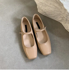 Trendy Mary Jane ballerina's met bandjes, Beige