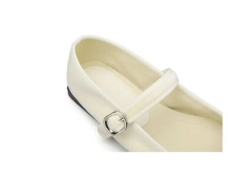 Mary Jane ballerina's in velours voor dames