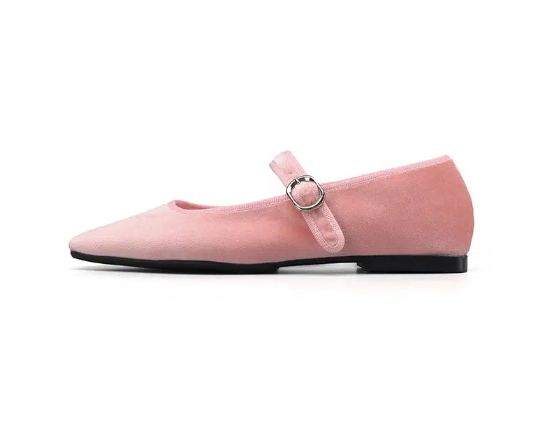 Mary Jane ballerina's in velours voor dames