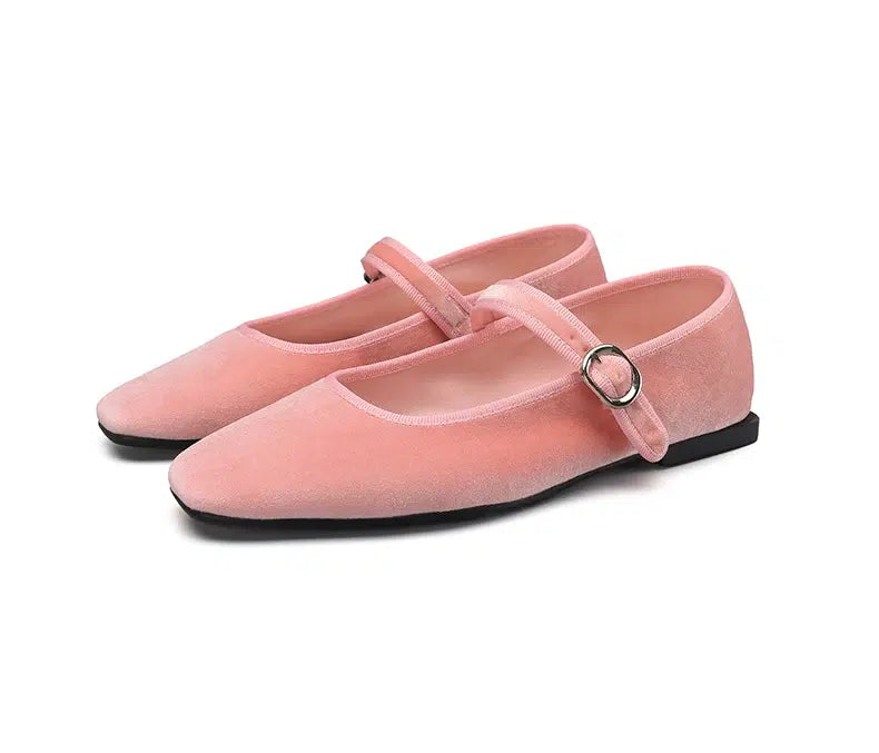 Mary Jane ballerina's in velours voor dames