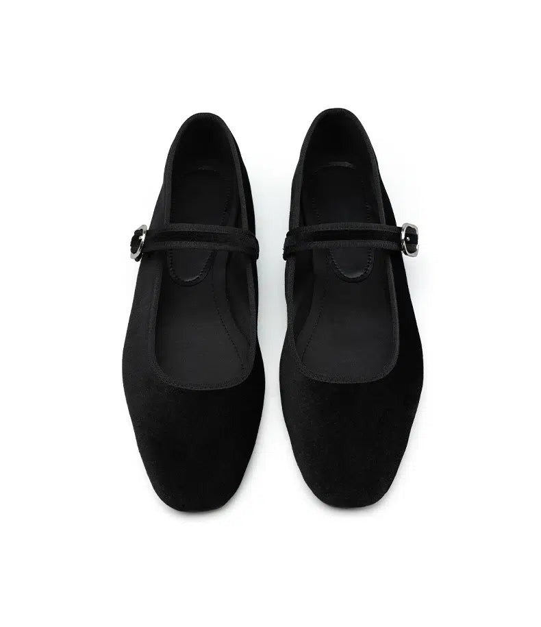 Mary Jane ballerina's in velours voor dames