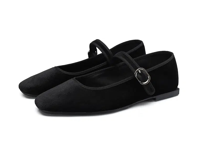 Mary Jane ballerina's in velours voor dames